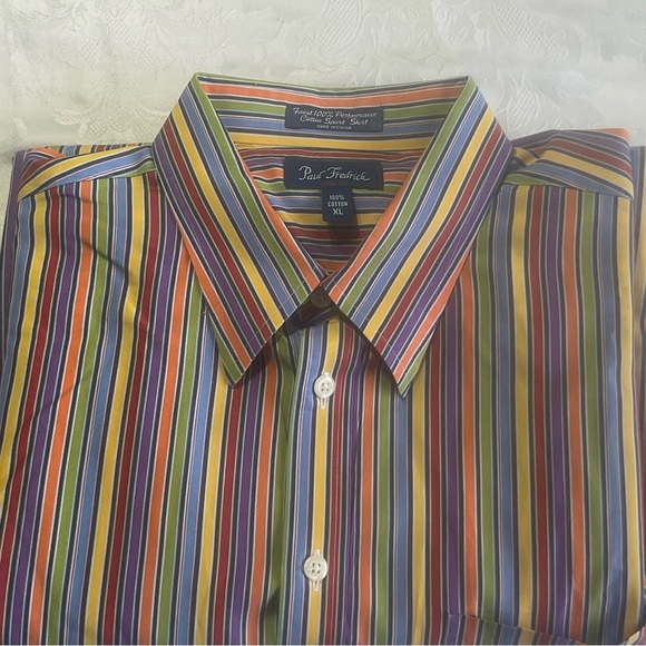 Paul Fredrick Other - Paul Frederick Finest Perf. Cotton Button Down Shirt Mens L Rainbow color stripe